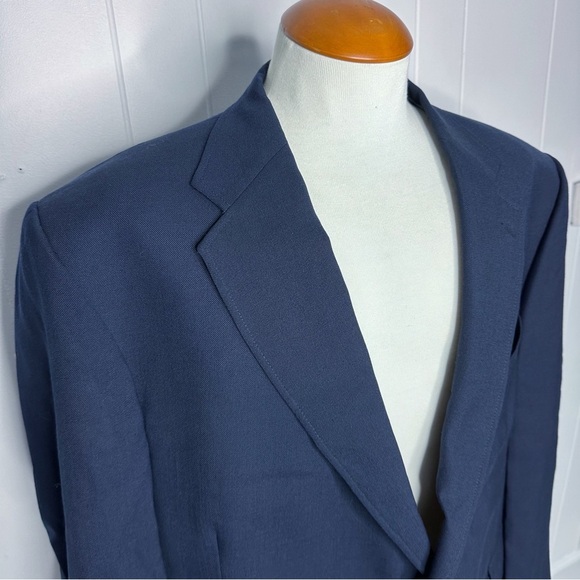 Vintage Stafford Gold Button Navy Hopsack Blazer - Picture 5 of 11